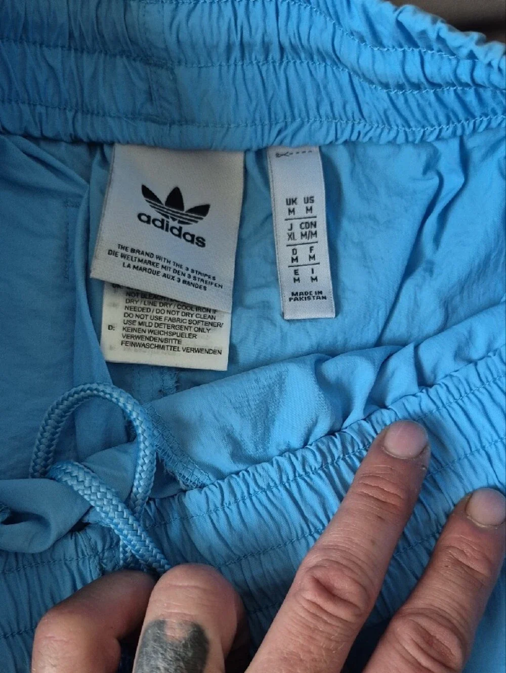 adidas Men’s Bright Blue Athletic Shorts with White Stripes